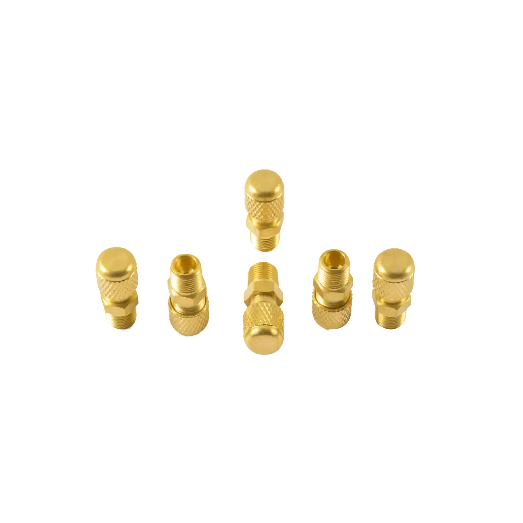 AD24-5 AD24 1/4" SAE to 1/8" MNPT adapter with cap and core. Brass manifold and compressor fitting for secure, leak-resistant HVAC/R connections.