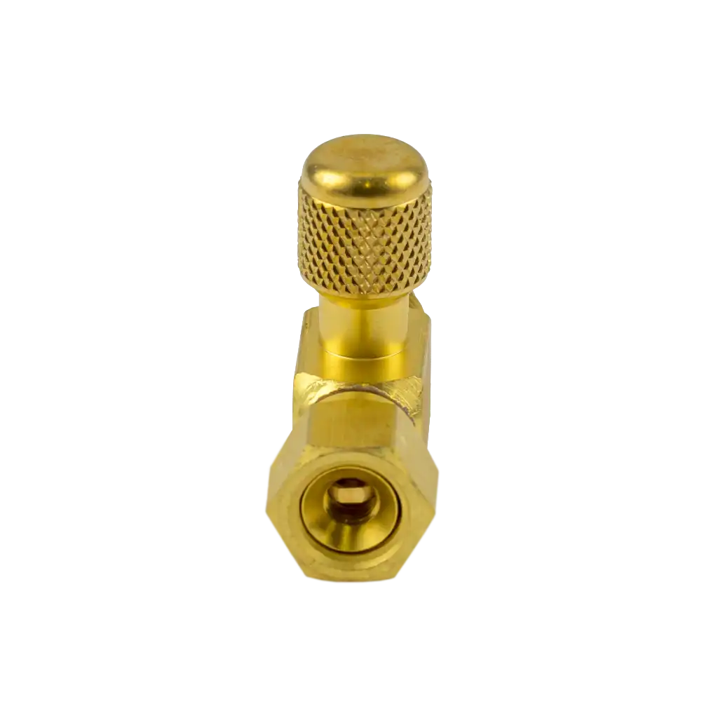 AVT44-7 1/4" SAE access fitting tee connector with cap and valve core. 3 pack with female hex and male connections for HVAC/R service.