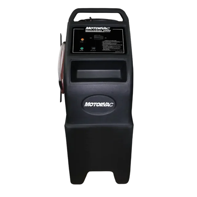 Fast, efficient power steering fluid exchange machine. The MotorVac SteerClean 1000 improves steering performance and extends system life.